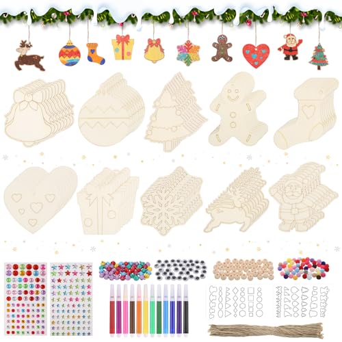 416stk Holzanhänger Weihnachten zum Bemalen, Holz Basteln Weihnachten...