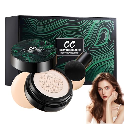 Image of Mushroom Head Air Cushion CC Cream,2026 New Cushion Foundation Moisturizing Full Coverage Lasts for 12 Hours,Brightening Pigment BB Cream Matte Foundation Set Gift For Women (Natural)