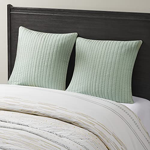 Image of INK+IVY Single 100% Cotton Euro Sham - European Square Decorative Pillow Cover, Hidden Zipper Closure (Cushion NOT Included), Camila, Quilted Seafoam 26 inchx26