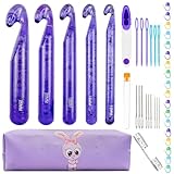 43 Pcs Large Crochet Hooks Set,12mm 15mm 18mm 20mm 25mm Large Crochet Hooks for Chunky Yarn,Plastic Crystal Smooth Big Crochet Needles for Handmade DIY Crochet with Storage Bag