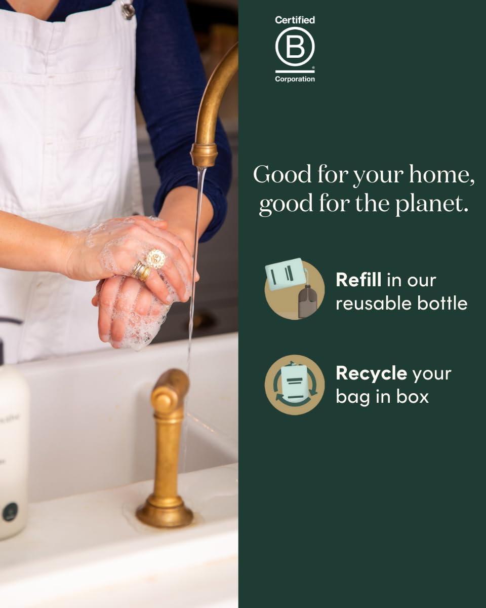Bower Collective Ricarica di sapone per le mani da 5 litri, antibatterico naturale, lavaggio a mano al pistacchio e vaniglia, sapone ecologico, senza derivati dalla noci, oltre 1500 lavaggi