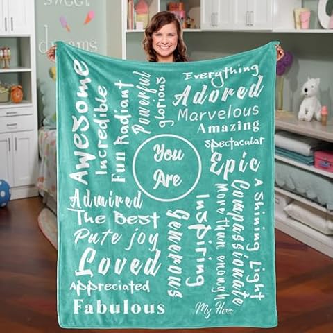 ZHSHWAT Get Well Soon Gifts for Women, Mothers Day Birthday Gift for Friend, Couragement Compassion Purple Throw Blanket You are Awesome Gifts for Women Colleague 60"x80" Cover