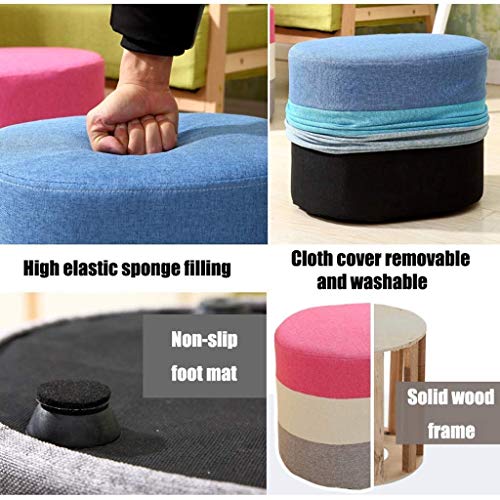 Banc à chaussures bleu en lin : tabouret bas multifonction de salon