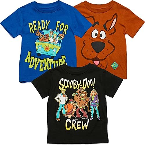 Scooby-Doo! Boys' 3-Pack Pullover Graphic T-Shirts Toddler to Big Kid