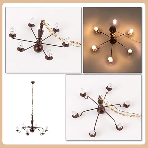 Miniatura 2 de Happyyami Casa de muñecas en miniatura lámpara de techo led mini lámpara colgante luz fiesta decoración estilo 3