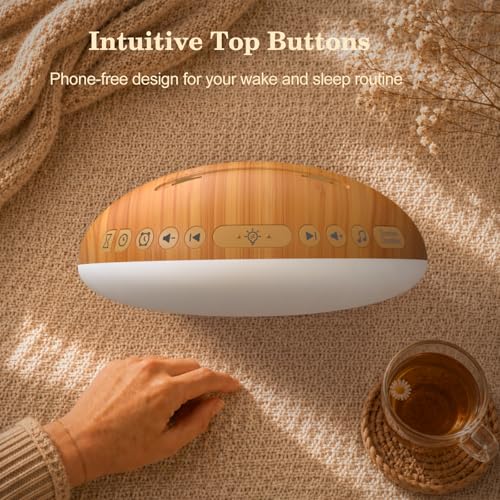 REACHER Wood Grain Sunrise Alarm Clock and Sound Machine Nightlight - image 7