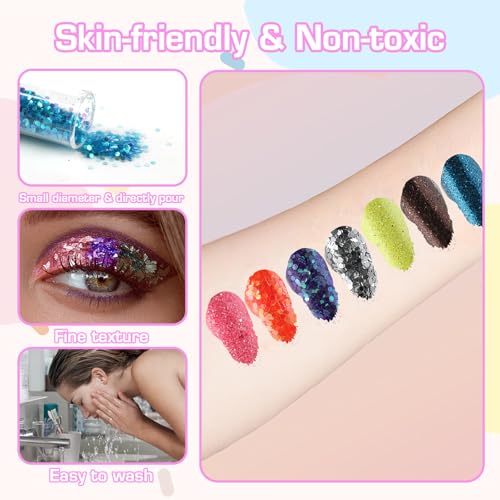 glitzer basteln in 48 Farben, Bastelglitzer und Glitzerpulver zum Basteln, Glitter für Körper- und Nagelkunst, Glitzerstaub für Party-Dekoration und kreative DIY-Projekte