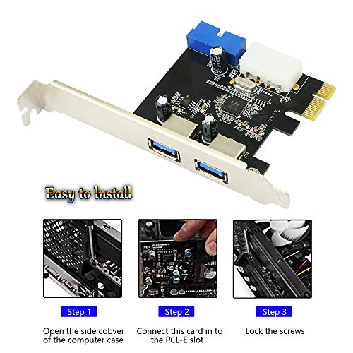 CERRXIAN Desktop moederbord USB 3.0-uitbreidingskaart 20-pins frontinterface PCI-E naar USB 3.0-uitbreidingskaart met 2… - Image 5