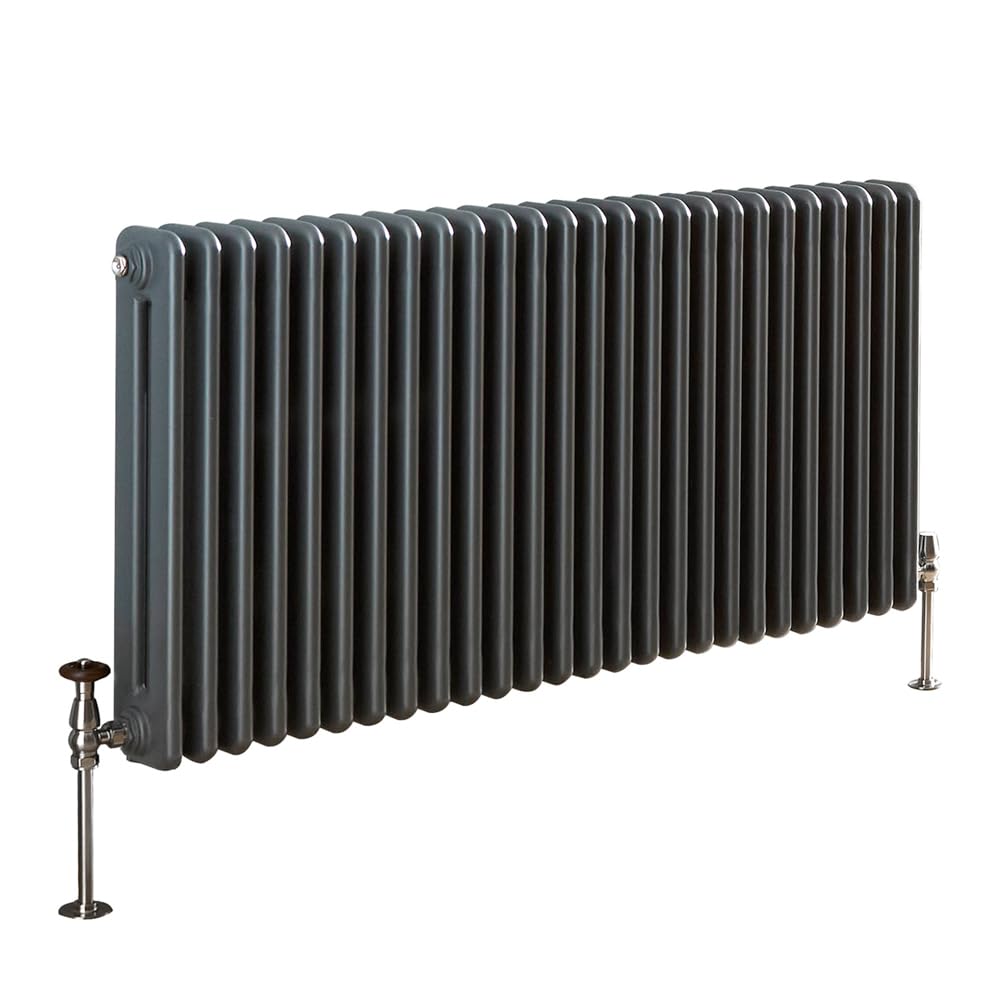 Milano Atticus Anthracite Cast Iron Style Horizontal Double Column Radiator - 600mm x 1177mm