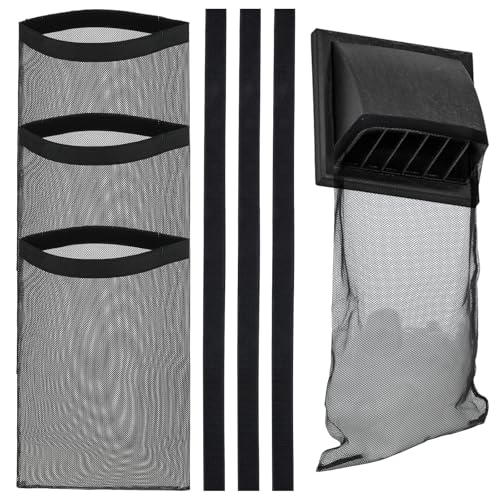Image of 3 Pcs Outdoor Lint Catcher,Dryer Vent Lint Catcher Bag for Dryer Vent Capturing Lints and Dust,Black