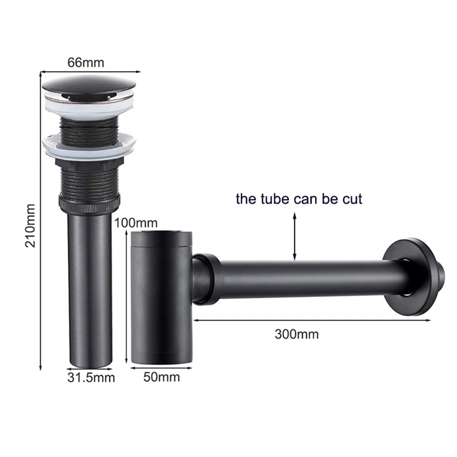 Kits de tubería desagüe for lavabo baño antiguo con sifón y accesorios latón Para Fregaderos(Black no hole)