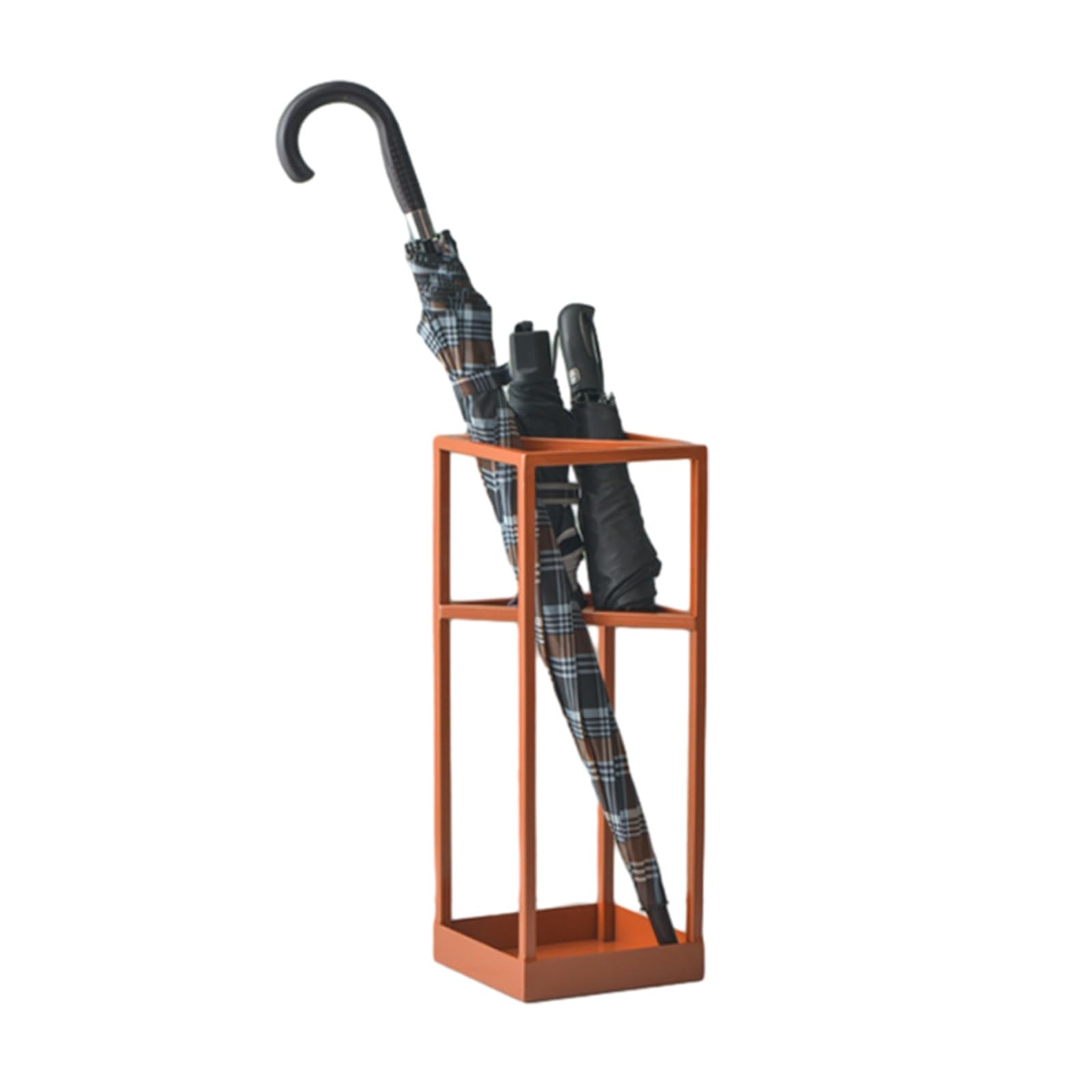 Porte-parapluie en métal orange : fini les sols mouillés grâce au bac égouttoir intégré
