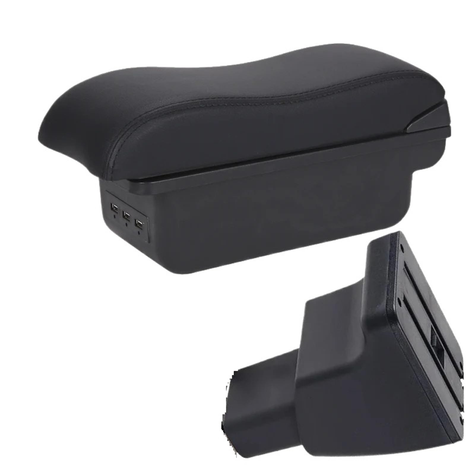 JMOLXURI Car Armrest Box For Hyundai For I10 Armrest Box Car Interior Parts Details Retrofit Storage Accessories Center Console(B2 Black line 3USB)