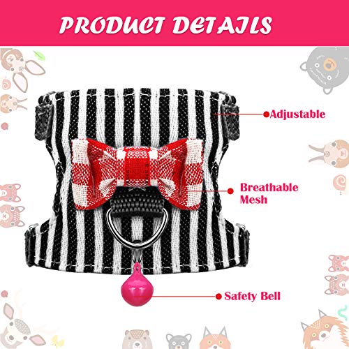 2 pieces small pet harness with bowknot and bell decor, no pulling comfort padded vest guinea pig harness and leash set for ferret, rats, iguana, hamster (black stripe,s) 6 2 pieces small pet harness with bowknot and bell decor, no pulling comfort padded vest guinea pig harness and leash set for ferret, rats, iguana, hamster (black stripe,s) - image 7
