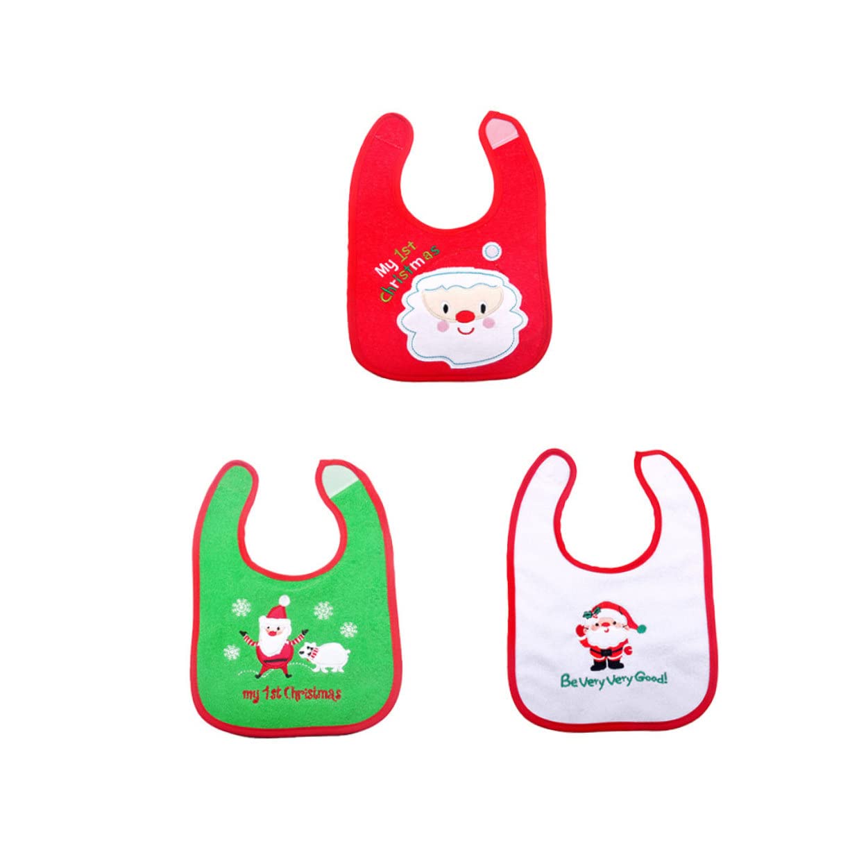 ibasenice 9piezas Baberos De Alimentación Para Bebés Recogedor Diseño Navideño De Santa Claus Perfectos Comida Dentición