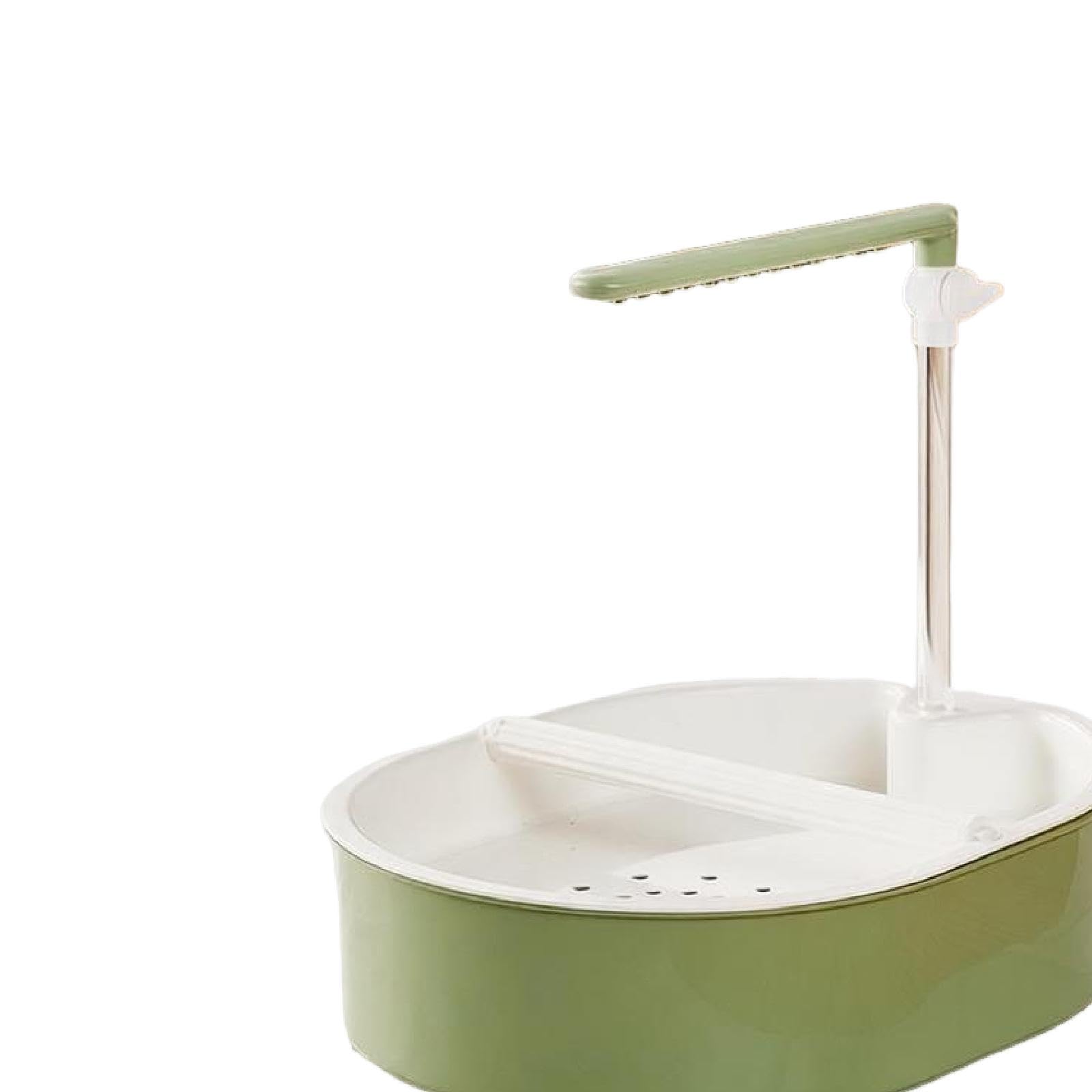 Papageienbadewanne Automatische Badebox für Papageien Zirkulierendes Badewasser mit Sitzstange Vogelzubehör Seichtes Badebecken Aus Stabilem PP für SI, Grüner Sprühkopf