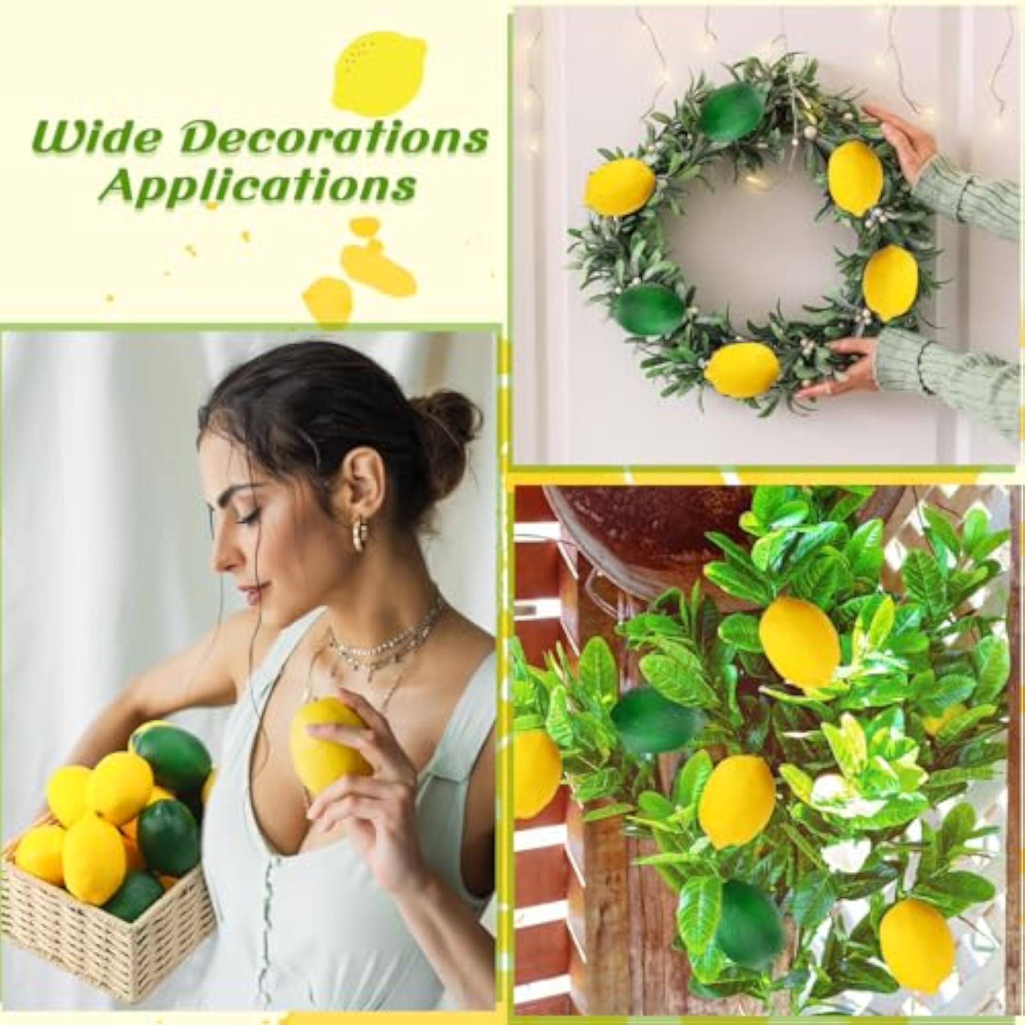 48 Pieces Summer Fake Lemons for Party Decorations