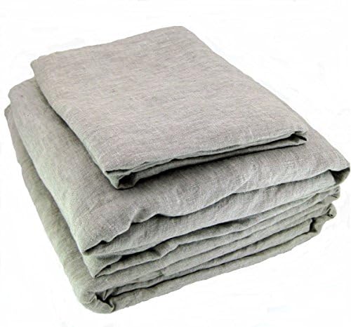 Low Profile Luxury Linen Queen Size Sheet Set, Natural