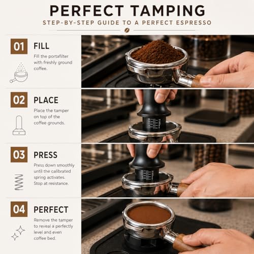 Image of Street27 51MM Coffee Tamper with Calibrated Spring Loaded Handle | Stainless Steel Espresso Tamper Flat Base for Espresso Machine Portafilter Coffee Accessories