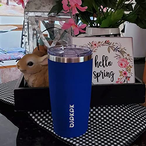 Image of BJPKPK 20 oz Coffee Tumbler with Lid & Straw, Insulated Stainless Steel Mug | Double Wall Vacuum, Keeps Hot /Cold, BPA Free, Leak Proof, Iced Coffee Cup Fit Car Holder, Travel & Beach, Black