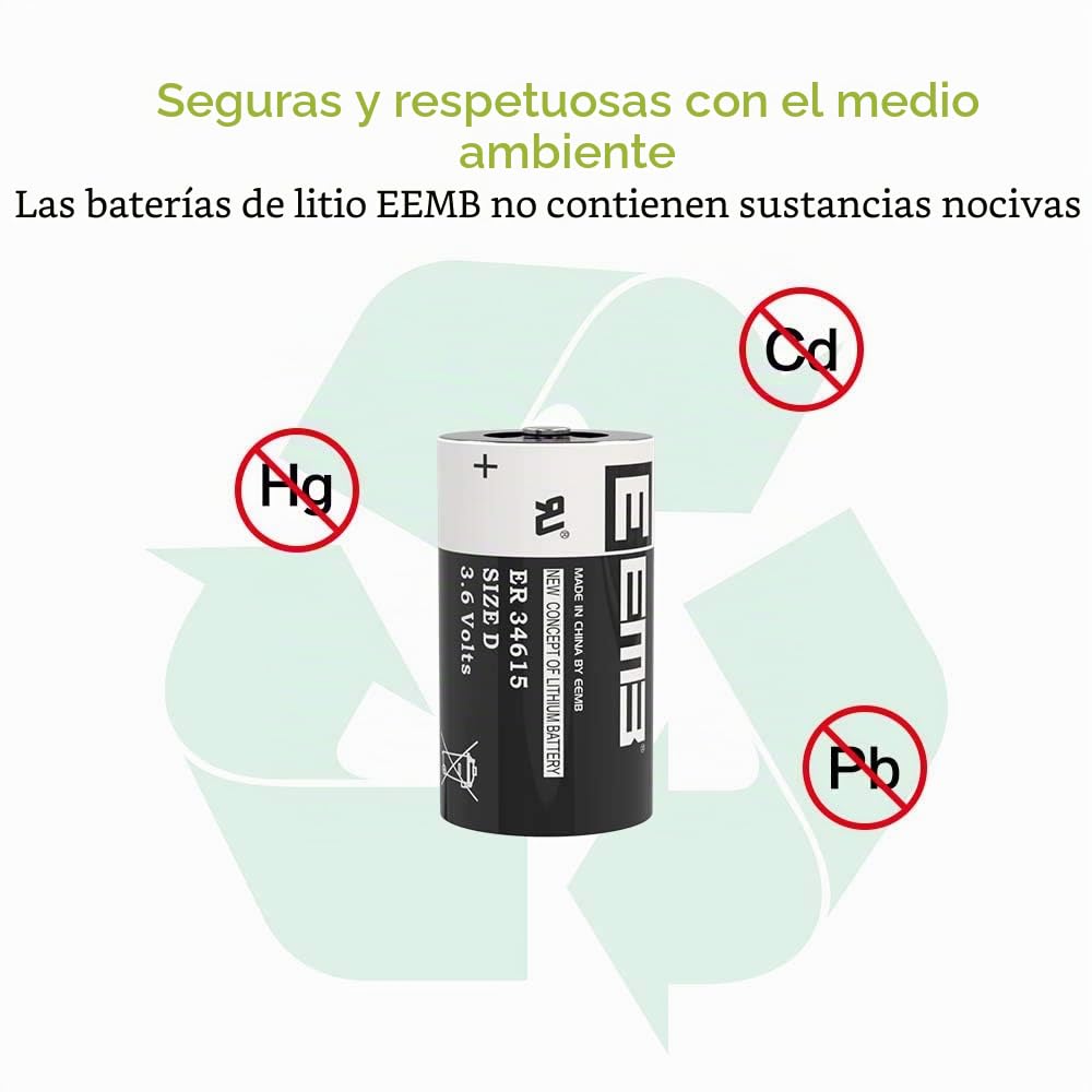 EEMB ER34615 D Cell Baterías 3.6V Lithium Baterías High Capacity Li-SOCL₂ no Recargable Baterías LS-33600 SB-D02 XL-205F para máquinas Herramienta CNC, programadores(8)