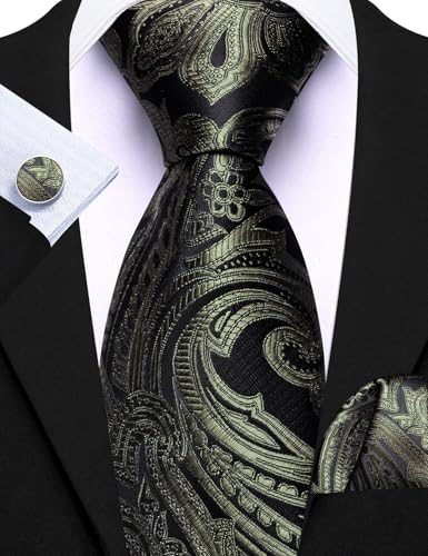 Image of Barry.Wang Men 6PCS Tie Silk Gift Necktie Clip Woven Tie Sets Party | Men Tie Classic Silk Gift Necktie With Tie Clip Jacquard Woven Neck Ties 6PCS Formal Wedding