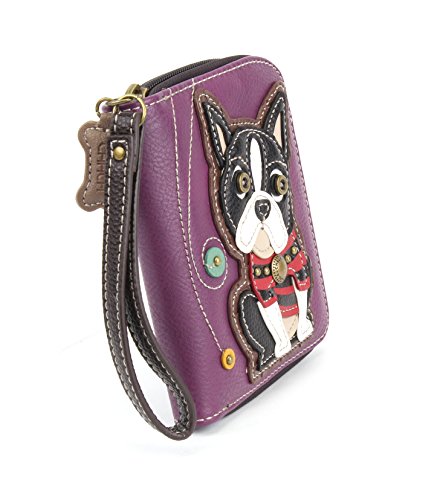 CHALA Charming Animal Theme Deluxe Zip around Wallet (Purple Boston Terrier)3