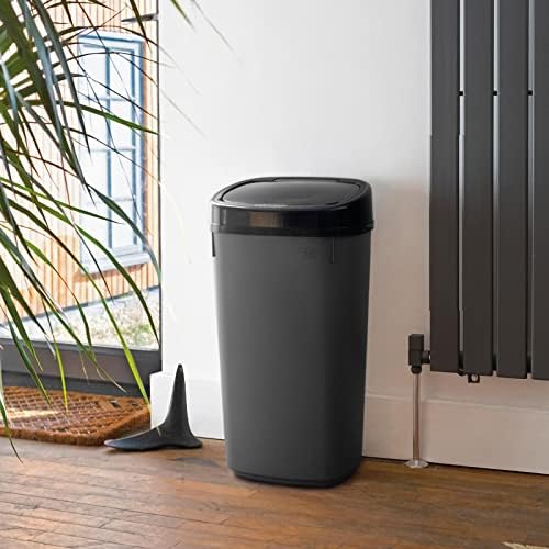 Dihl - UK Made - 50L Anthracite Sensor Bin with Black Sensor Bin Lid Kitchen Waste Dust Bin Automatic Motor