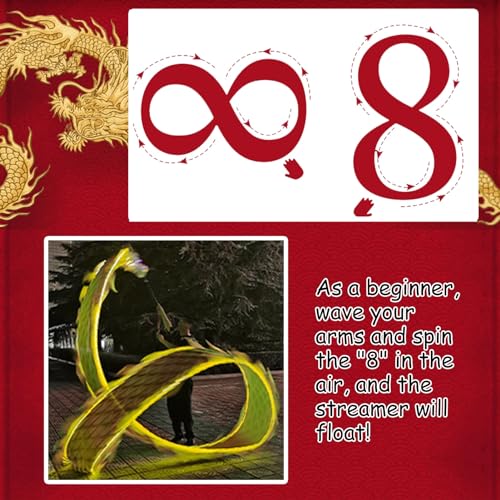 Dragon Poi - Streamer da giocoleria con luci a LED, per fitness e danza all'aperto
