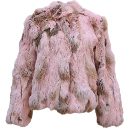 Women's Genuine Rabbit Fur Coat Warm Winter Fur Jacket Fuzzy Outware