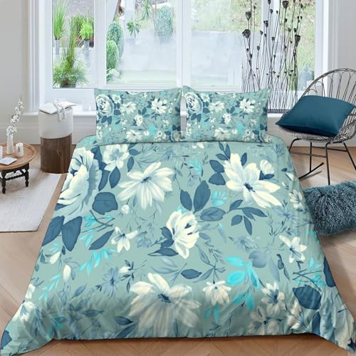 Housse de couette floral 3D en microfibre douce et résistante lit single