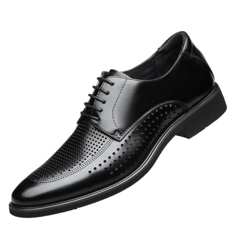 Mens Leather Lace Up Oxford Dress Shoes Classic Formal Business Breathable Fashion Pointed Toe Shoes