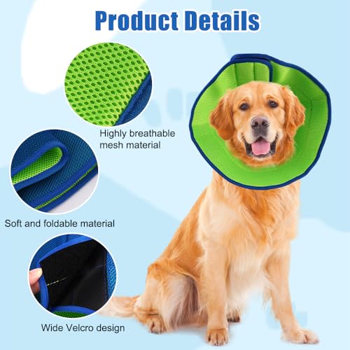 Halskrause Hund, Hundekragen Leckschutz, Atmungsaktive Halskragen Hund, Einstellbarer Halskrausen für Hunde, Trichter Hunde, Hundehalskrause FüR Vorbeugung Von Biss-Und Leckwunden, Size L, Blau