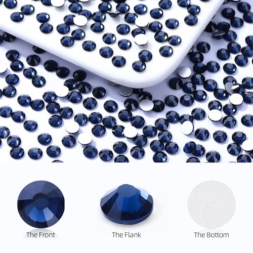 Image of Montana Flatback Rhinestones, Glass Rhinestones for Nail Art and Craft, Glue Fix, Loose Crystal Gemstones(Montana, SS12, 1440pcs, 2.9-3.0mm)