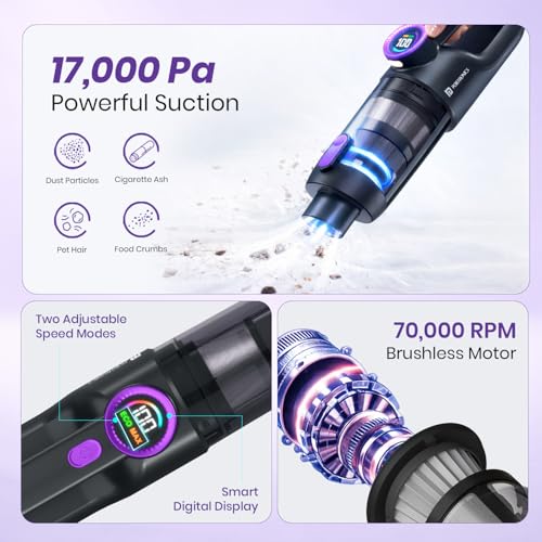 Image of Portronics MopCop Prime, 2-in-1 Cordless Handheld HEPA Vacuum Cleaner & Air Blower, 17000Pa Powerful Suction, 70000 RPM Brushless Motor, Type-C Rechargeable, Car & Home Cleaning Kit with Attachments