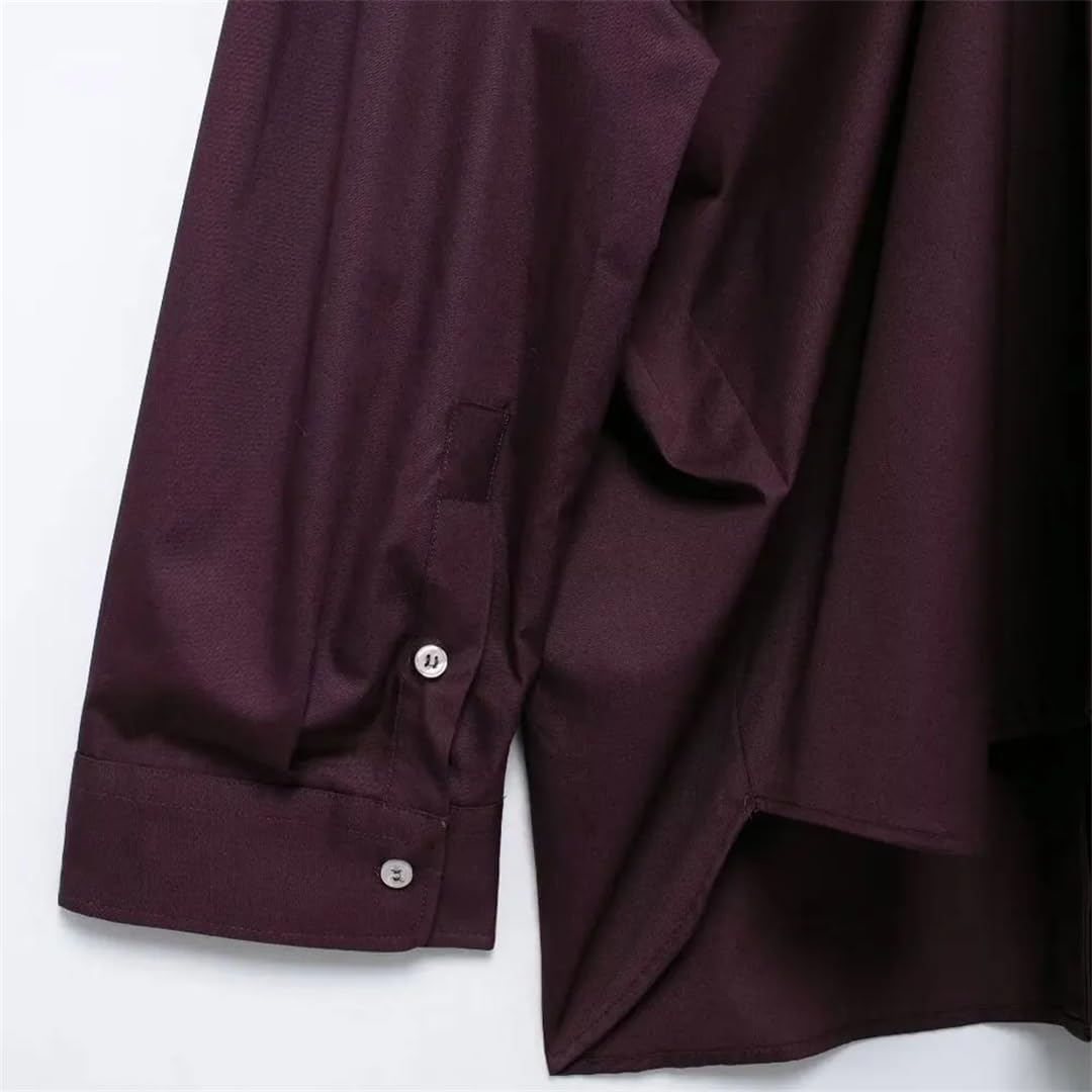 Fnfmrfmr Camicie oversize plissettate sul retro da donna a maniche lunghe con bottoni