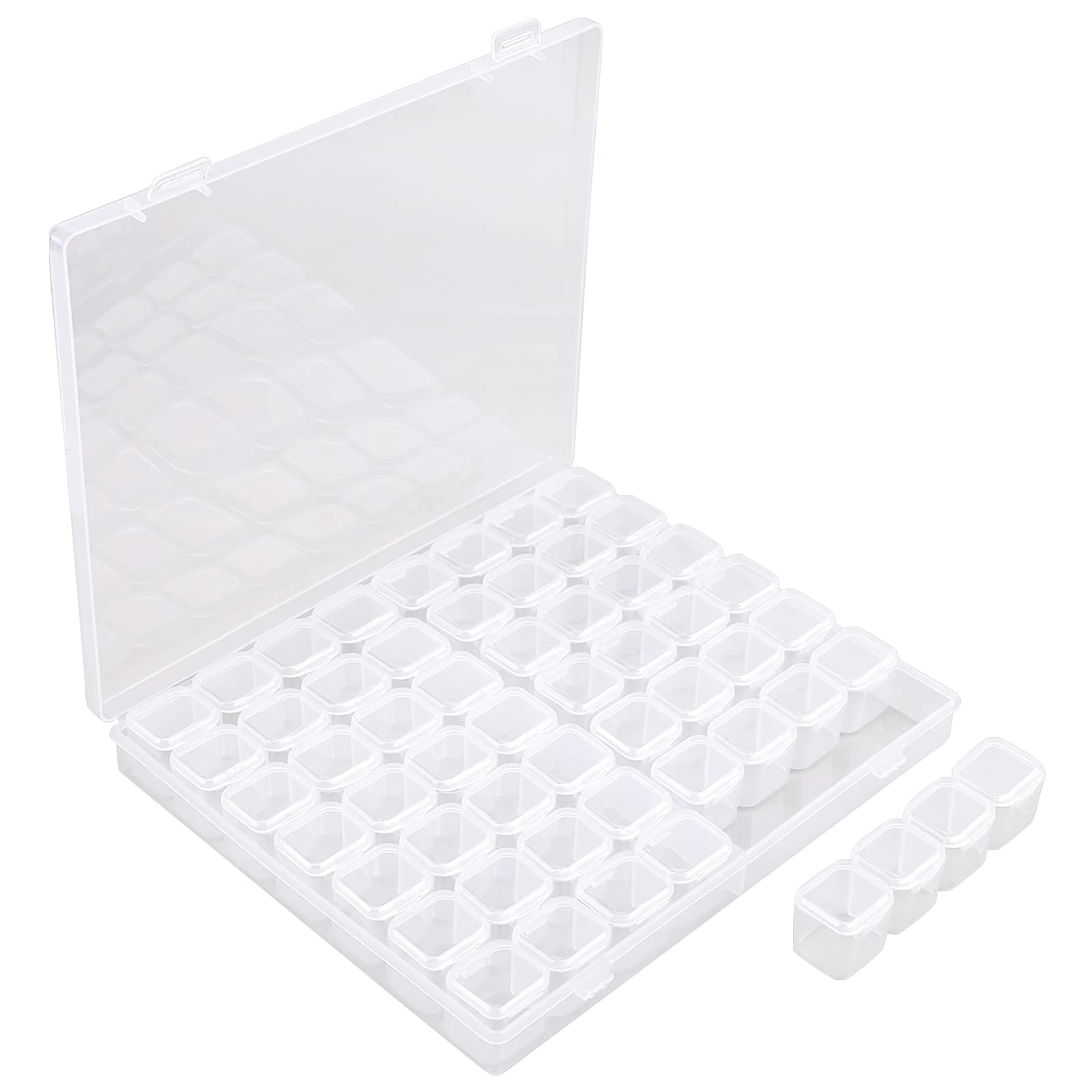 Segbeauty 56 Grids Clear Plastic Organizer Box, Gem Jewelry Storage Container with Dividers, Bead Organizer Earrings Storage Box Seeds Craft Organizers Screw Tool Boxes for Small Parts