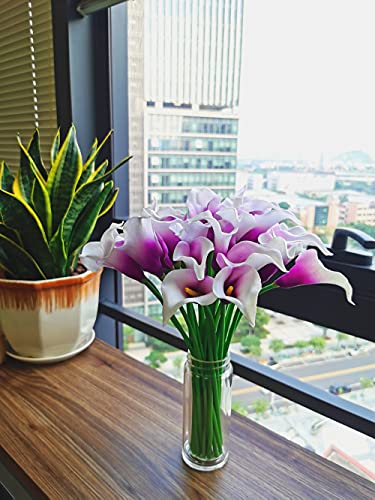 Oddier 20 Pcs Pu Calla Lily Artificial Flowers, Faux Pu Flower Fake Arum Lily For Wedding Bridal Bouquet Bridesmaid,Home Party Office Table Centerpiece Outdoor Garden Decoration #TOP4