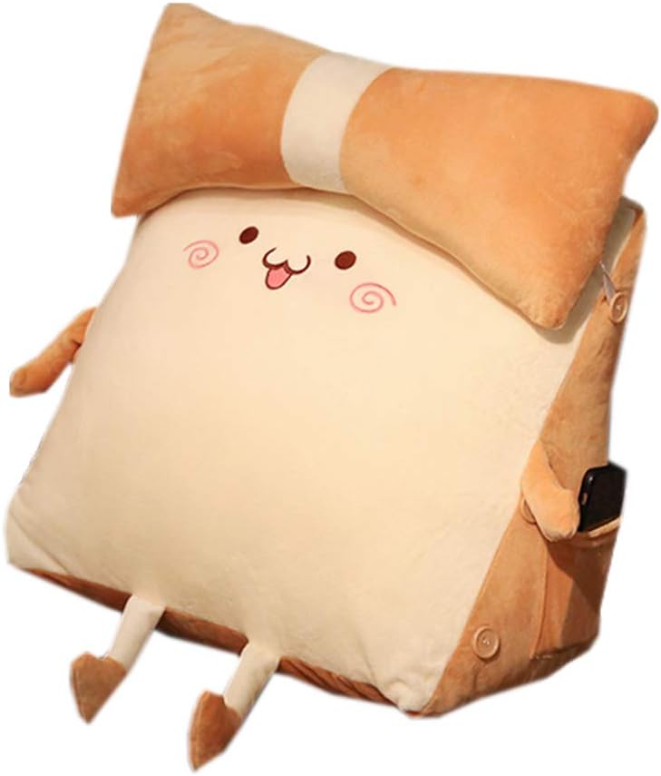 Cute Bread Triangular Cushion Pillow Bed Triangular Wedge Pillow Sofa Reading Backrest Cushion Washable Adjustable Back Wedge Cushion Pillow Waist Cushion (Angry, 45×42×23cm)