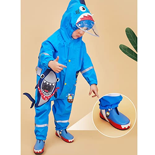 Image of Kids Poncho Raincoats Waterproof Rain Jacket Hooded Toddler Boys Girls Suit Reusable Rainwear All in One Easy to Dry