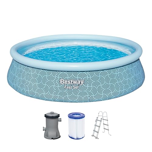Bestway Piscine Gonflable Ronde Fast Set - 457 cm x 457 cm x 107 cm - Gris