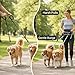 wkao Hands Free Dog Leash for Two, Adjustable Waist Belt with Pouch, Reflective Bungee Dual Leash, Anti-Pester, Nylon, Green