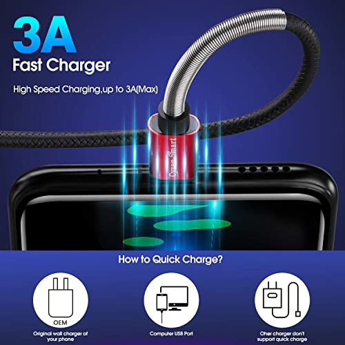 Image of [5Pack 1ft] Compatible with Samsung Galaxy S9 S10 S8 Plus Charger Cord(3A Fast Charging), TPE USB C Type Charger Cable,USB A to Type C Replacement for Samsung A32 /A12 /A10e /A20 /A51 20 /9 /8,LG-Red