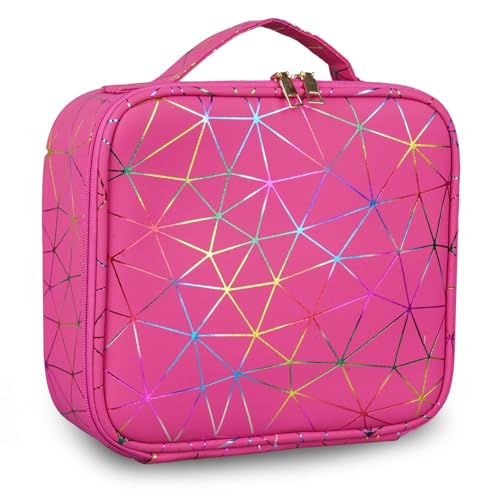 Image of SHAMAX Professional Makeup Case Organizer Bag for Women, Travel Cosmetic Kit Vanity Box with Adjustable Dividers, Portable Beauty Makeup Organiser & Cosmetic Travel Pouch | (Hot Pink)