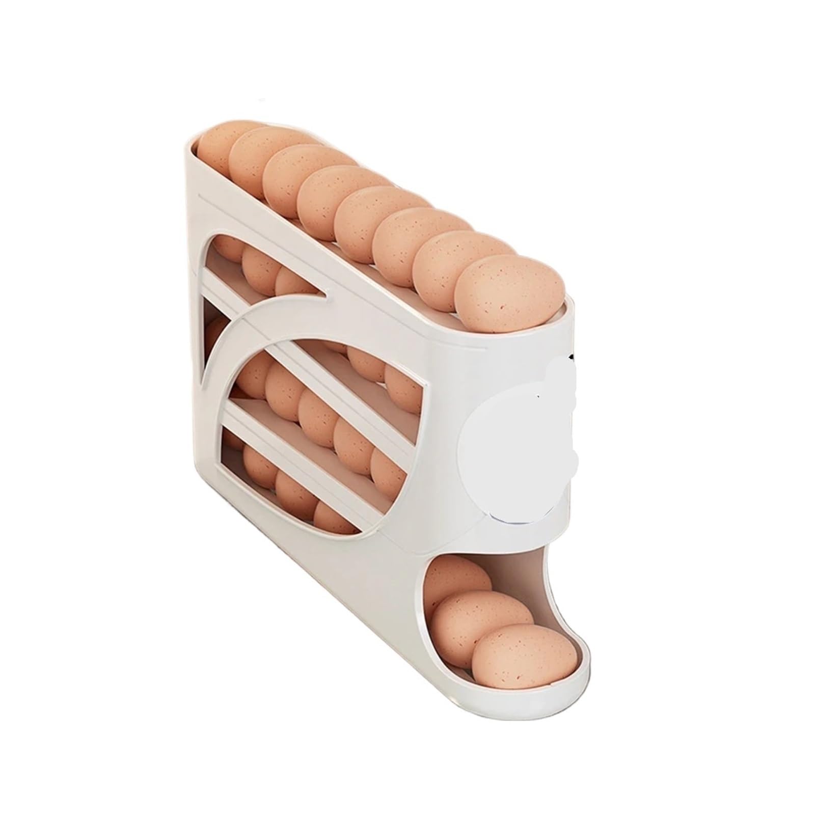 YCENJEPSAZ 4-Tier Automatic Rolling Egg Rack Refrigerator Egg Storage Container Kitchen Fridge Egg Dispenser Refrigerator Organiser(32CM white)
