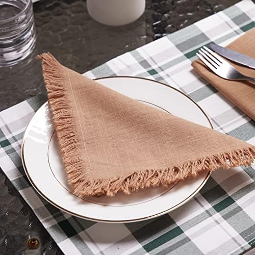 Napkins Set Of 4 Pieces 100% Cotton Soft and Comfortable Set with fringing edges(coccon rustic colour45 CM X 45 CM