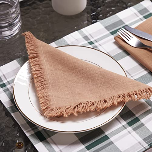 Millsaway Napkins Set Of 4 Pieces 100% Cotton Soft And Comfortable Set With Fringing Edges(Coccon Rustic Colour，45 Cm X 45 Cm #TOP5