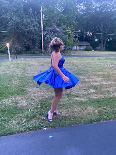 Satin Homecoming Dresses for Teens 2025 Spaghetti Straps A-line Short Prom Dress Cocktail Dress with Pockets RHC0074