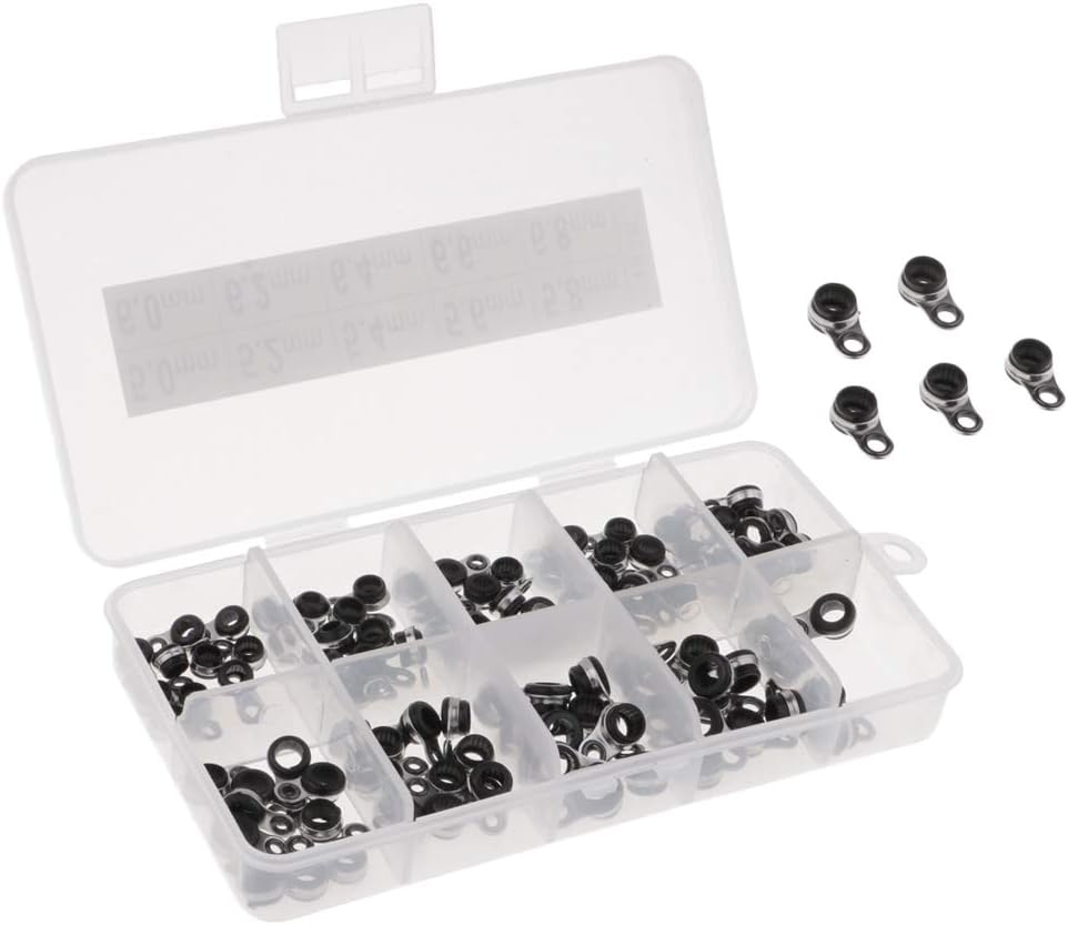 100Pcs/box Stainless Steel Fishing Rod Guides - Wear- Ceramic Rod Repair Kit - DIY Fishing Rod Eye Rings - 10 Sizes - and Convenient - Fishing Accessories Replacement for Lo - L