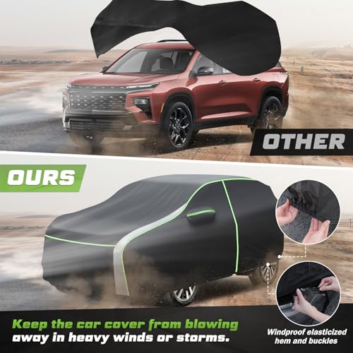 Image of Mixsuper Liner Car Cover for Chevy Traverse 2009-2017 & 2018-2026, 7 Layers Waterproof All Weather SUV Cover with Driver Side Zipper Door & Reflective Strips